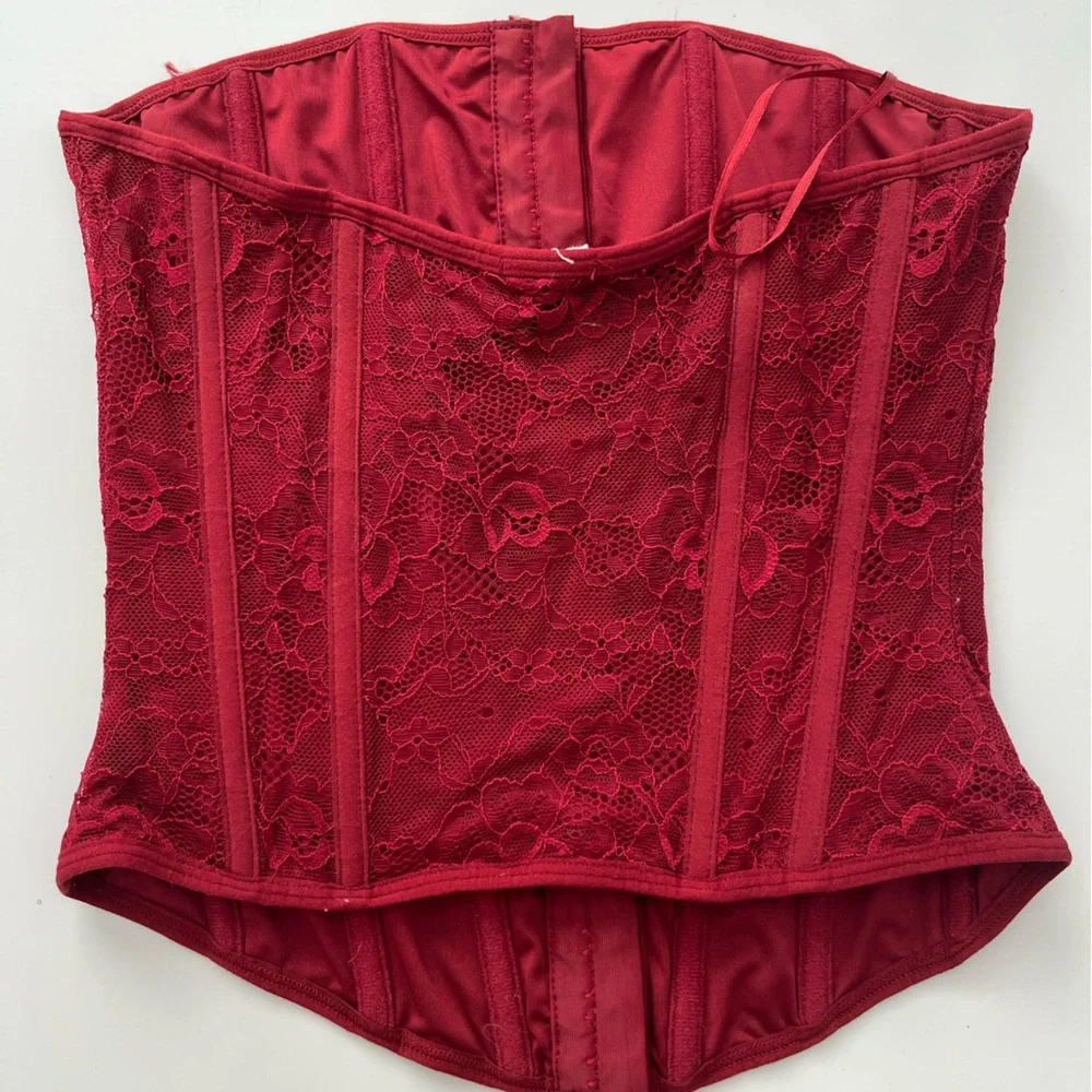 Valentines Garage Burgundy Lace Shapewear Corset - Picture 3 of 8